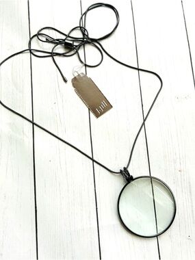 NEW NWT J. Jill Black Adjustable Cord Clear Round Glass Pendant Necklace $39 Tag